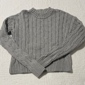 GAP Heather Gray Cable Sweater